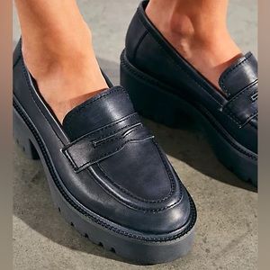 Free People Decker Penny Loafers Black